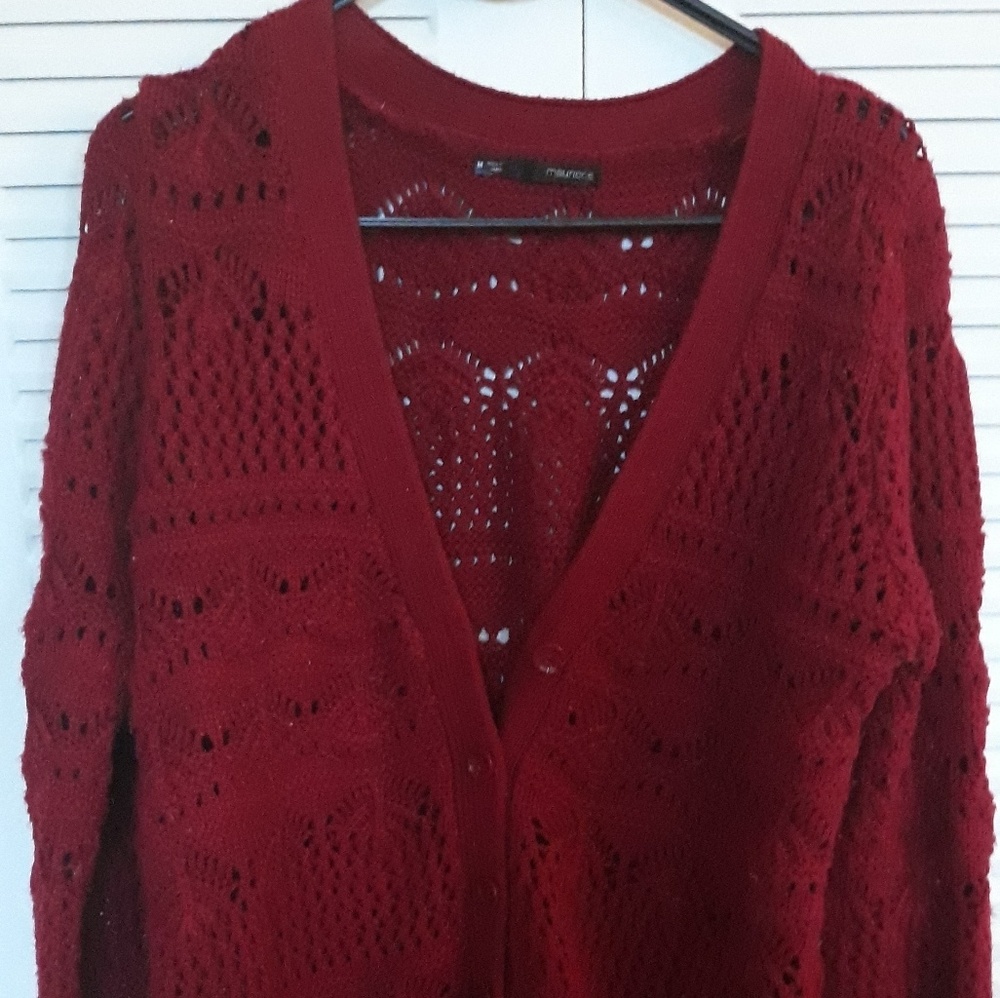 Red button up cardigan